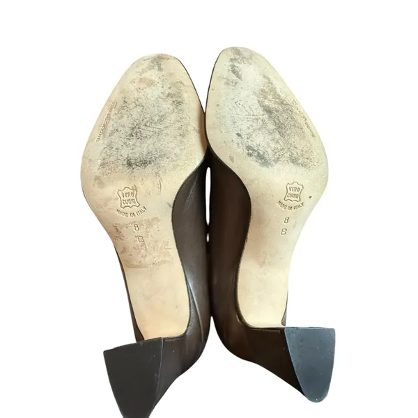 Evan-Picone New York Metallic Bronze Leather Block Heel Pumps Size 8B - Image 6