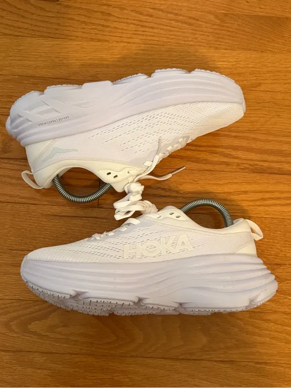 NWOB Hoka One One Bondi 8 Sneakers in White - Image 3