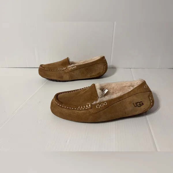 UGG SN 1106878 Ansley brown suede sheepskin-lined slippers women size 9 - Image 2