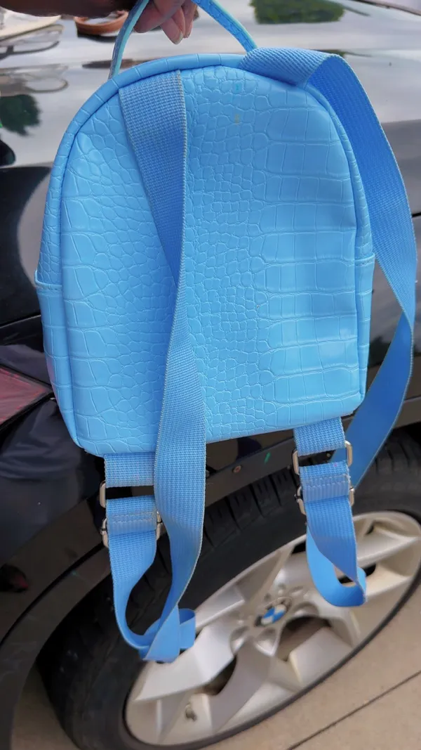 Fire Class Sky Blue Mini Backpack Faux Leather Croc Embossedu - Image 3