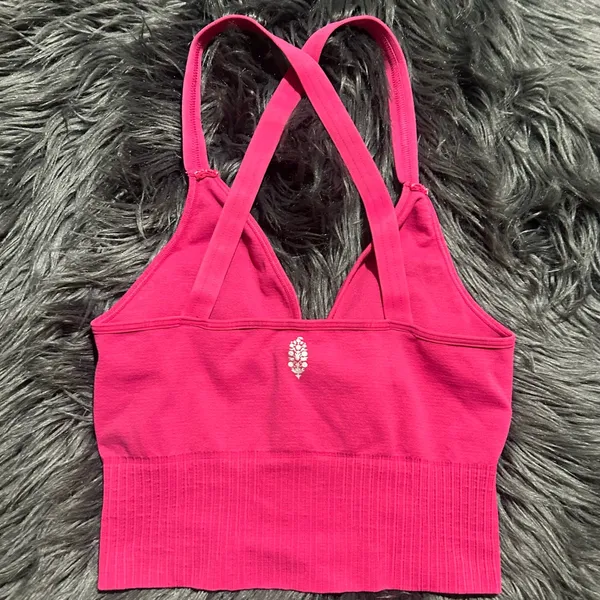 Free People Good Karma Crop Top Bright Pink Tank Top Size XS - Image 4