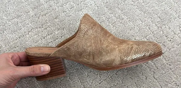 Johnston & Murphy Trista Mule Leather pointy toe clog boot metallic snake print - Image 3