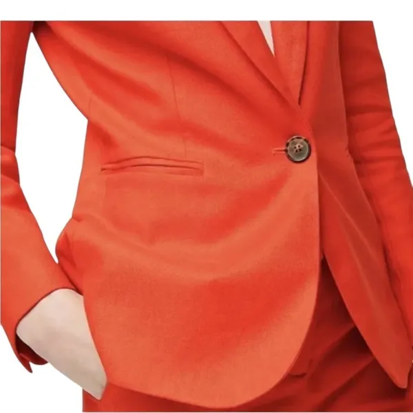 J. Crew Wool Blend Parke Single Button Blazer Orange Red Size 0 - Image 5