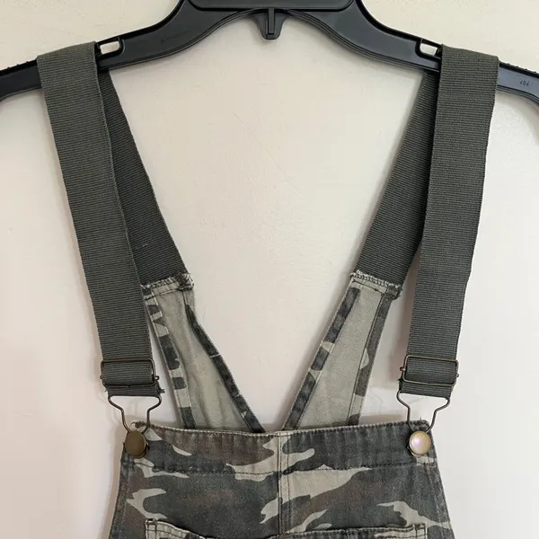 Forever 21 Camo Overall‎ Dress Womens Small Green Camouflage Mini Skirt Pinafore - Image 3