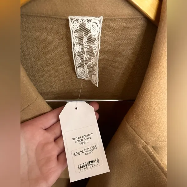 NWT Sadie And Sage All Along Coat Camel Size Large Oversized Normcore Academia - Image 5