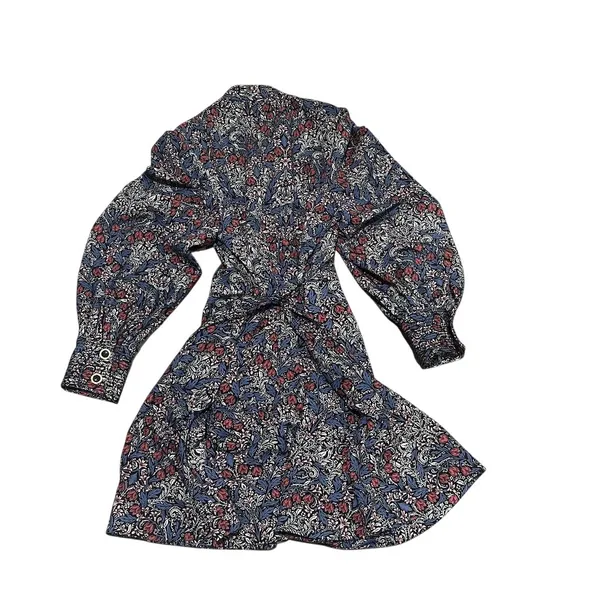 Zara Shirt Dress Womens Size M Multicolor Floral Paisley Mini Long Sleeve - Image 6