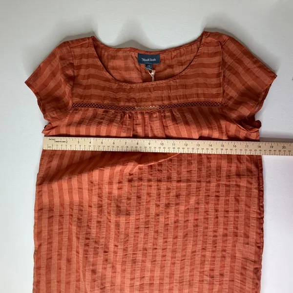 NWT ModCloth Striped Linen Blend Top Size XS Rust Orange Sheer Lightweight Boho‎ - Image 10