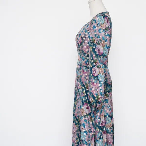 Dress the Population - | Metallic Floral Long Sleeve Midi Dress - Image 7