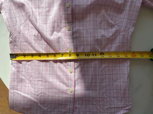 Banana Republic Women Pink Pane Checkered Work Button Up Shirt Blouse Size 8P - Image 4