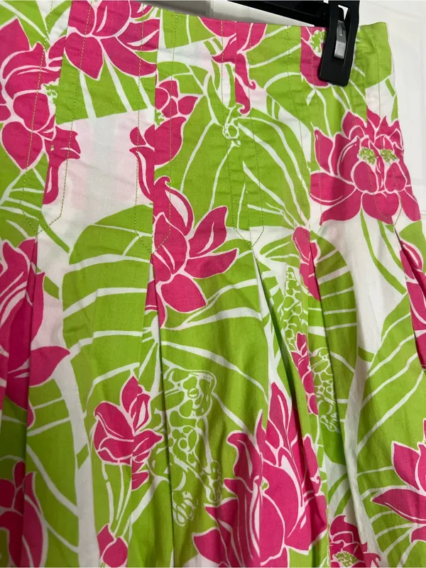Lilly Pulitzer Pink & Lime Floral Pleated Skater Skirt - Image 2