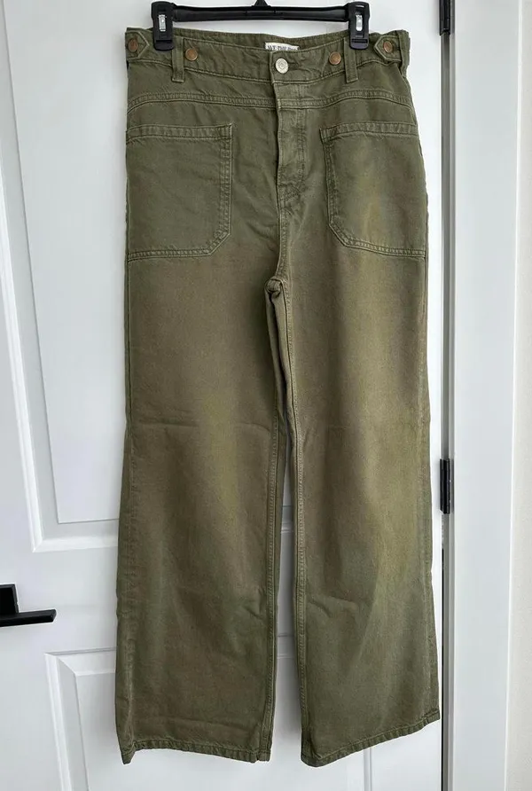 We The Free Palmer Wide Leg Jeans Free People Green NWT Size 28 - Image 5