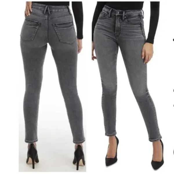 GOOD AMERICAN Good Legs Stovepipe Cigarette Denim Jeans in Black214 Size 2 - Image 3