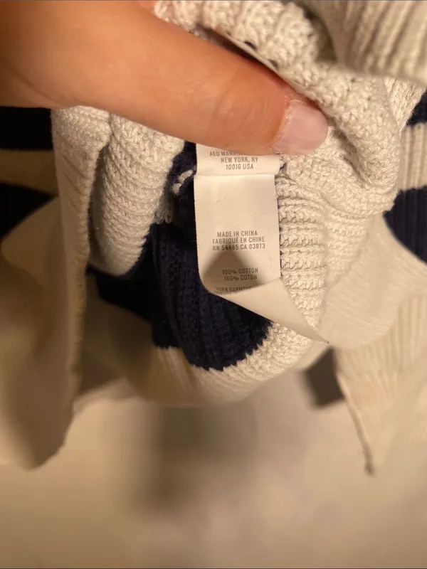 Aerie Womens Beyond Quarter Zip Sweater Chunky Blue Stripes Xxs Oversized - Image 4