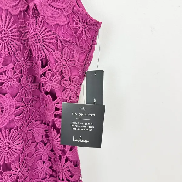 Lulus Love Poem Magenta Purple Lace Mini Dress Party Cocktail Romantic XS NWT - Image 6