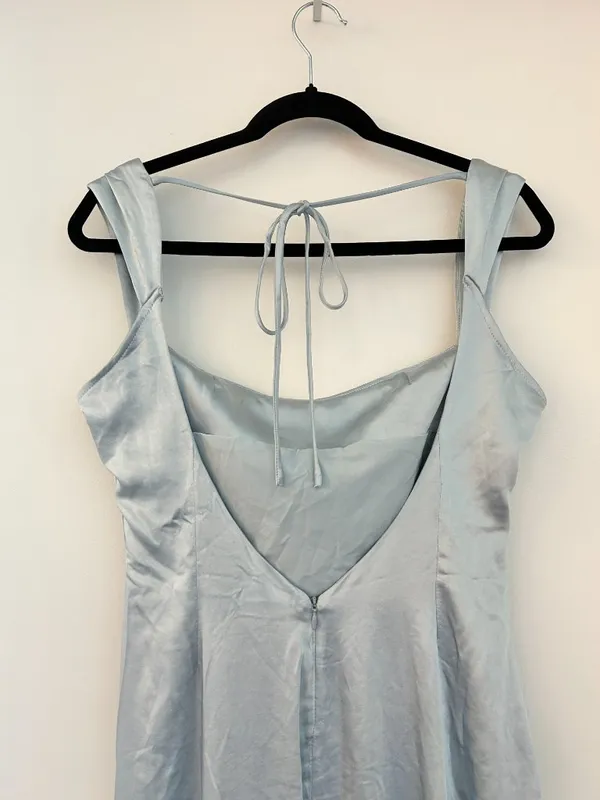 Meshki Backless Satin Maxi Dress in Ice Blue Bridesmaid Wedding Party Size L NWT - Image 8