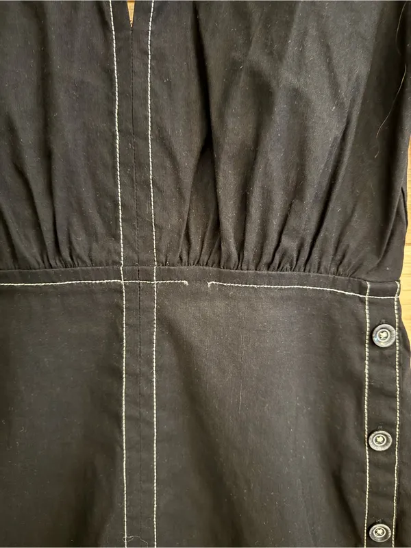 Anthropologie Size 2 Black Slim Midi Shirt Dress Business Casual Office Slit - Image 13