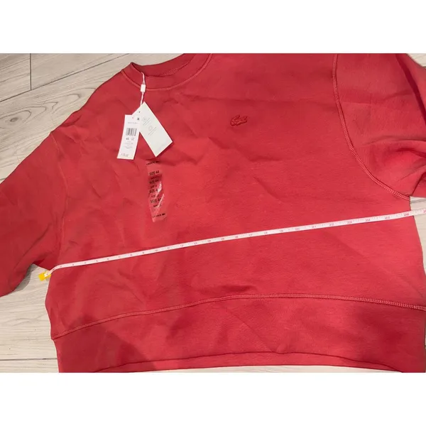 NWT Lacoste Organic Cotton Blend Crewneck Sweatshirt Pink Red SF5614 Size 12 44 - Image 3
