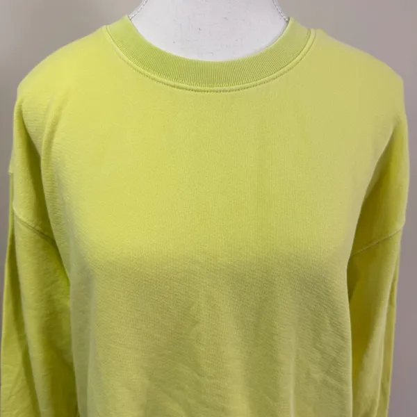 Perfectwhitetee Lime Yellow Cotton French Terry Crewneck Sweatshirt Small USA - Image 4