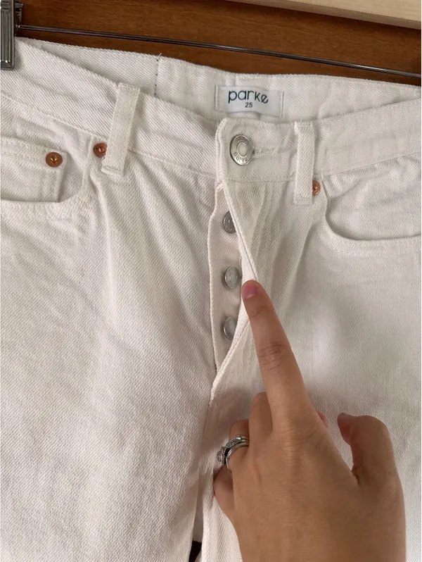 Parke Wide Leg Relaxed Jeans Raw Hem Button Fly White Wash Women’s size 25 - Image 5