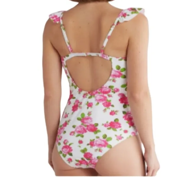 Betsey Johnson One Piece Ruffle Floral Swimsuit Padded Love Always Size XL NWT - Image 7