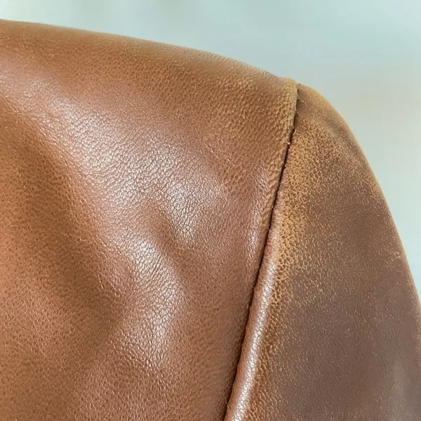 Jones New York Brown Leather Blazer Jacket Vintage Distressed Small - Image 7