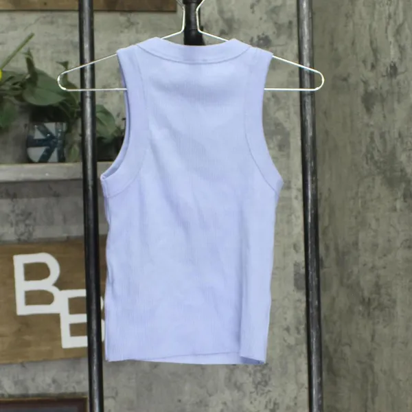 NWT Cotton On Womens Ribbed Logo Sleeveless Shirt Top Frosted Blue S - Image 2