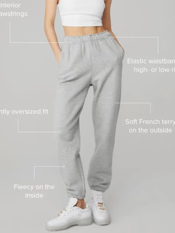 Alo Accolade Sweatpants Athletic Heathered Grey High-Rise Fleece Joggers Sweats - Image 6