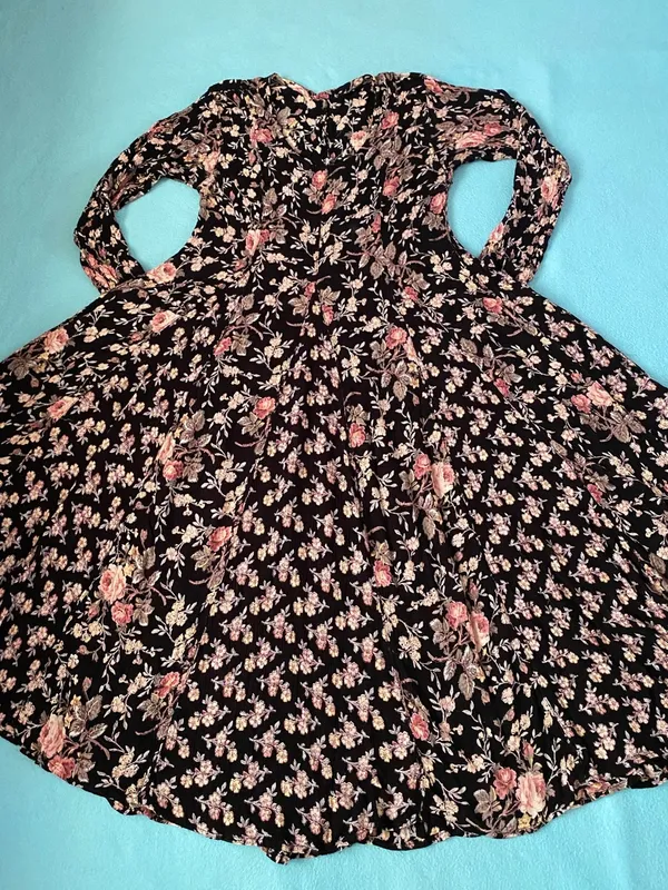 UNBRANDED Broomstick mixed print ditzy floral tea rose round neckline size L - Image 2