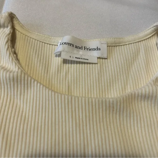 Lovers + Friends Revolve Clea Ribbed Knit Open Front Cropped Cream Sweater S - Image 2