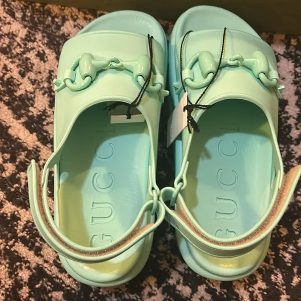 Gucci Horsebit Flatform Sandal Teal Cyan - Image 8