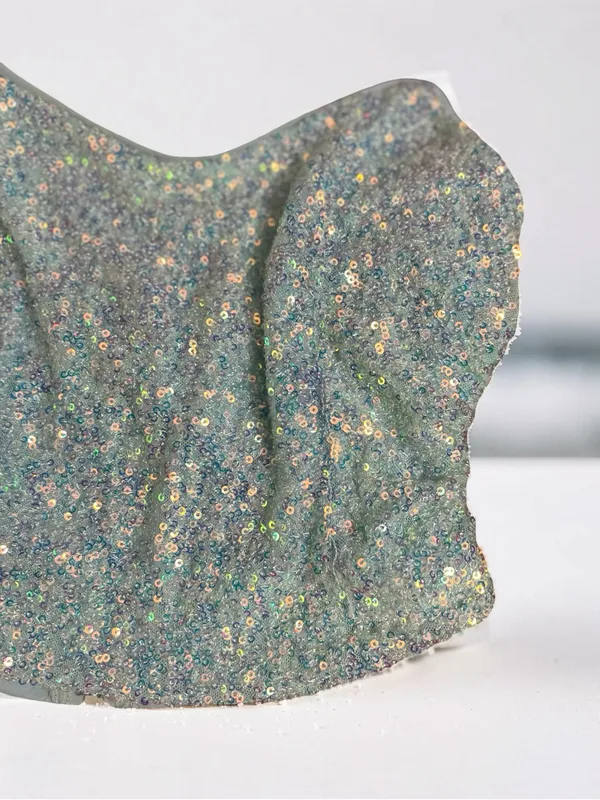 American Threads Aqua Iridescent Sequin Corset Top – NWT Size Small - Image 5