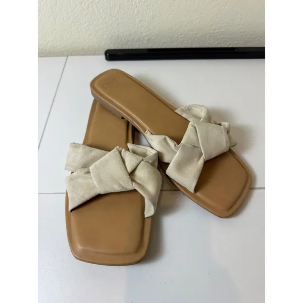 Abercrombie & Fitch Knotted Slide Sandals Women‎ 11 Strappy Suede Minimalist - Image 2