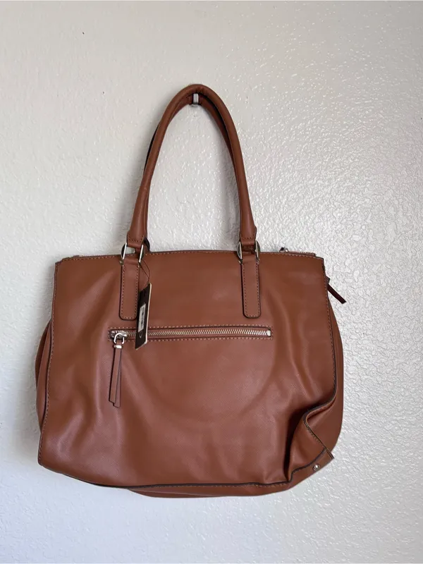 Guess Structured Brown Satchel Bag - Image 4