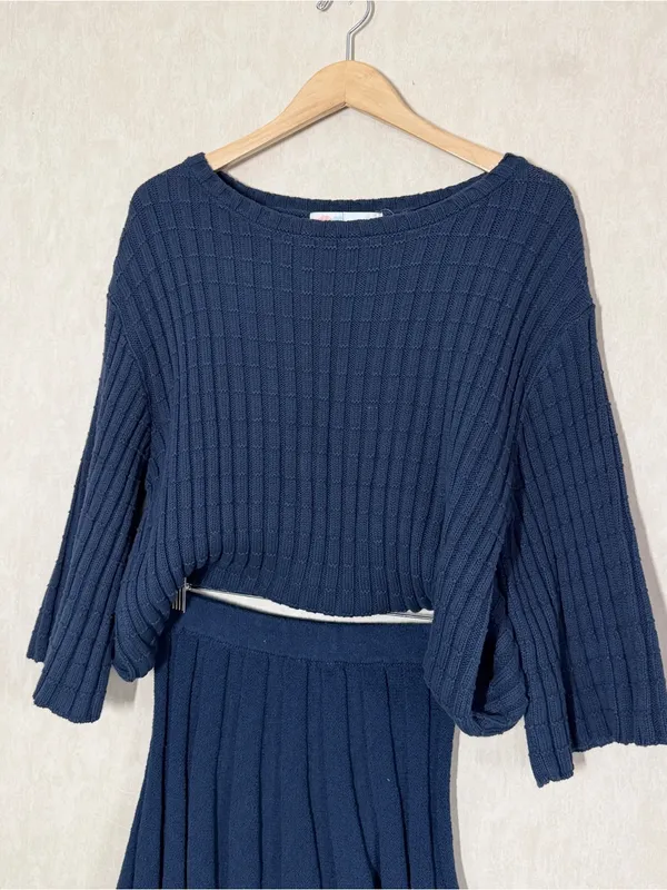 Free People Beach NWT Kenzie Sweater & Skirt Set in Darkest Night Navy S - Image 5