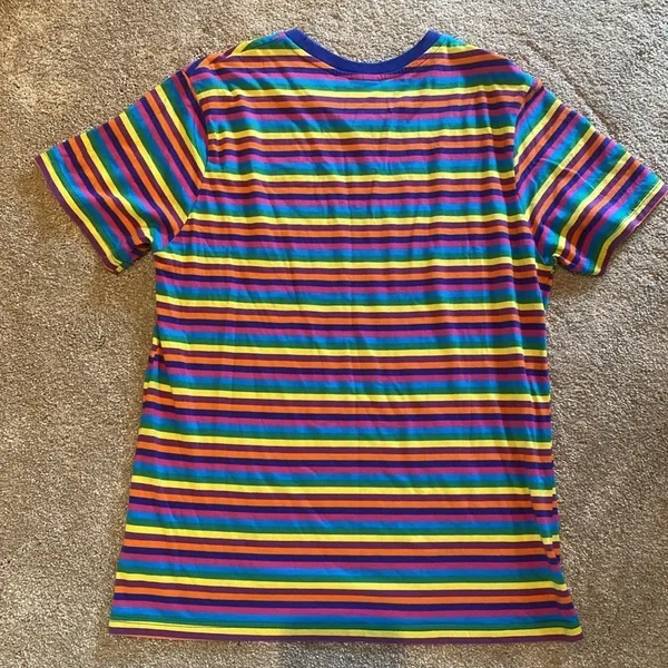 Smurfs Cotton Rainbow Stripe Short Sleeve T-Shirt Size Medium - Image 6