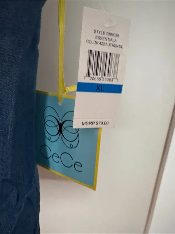 CeCe XL Blue Scallop-Edge Chambray Camisole - Image 2