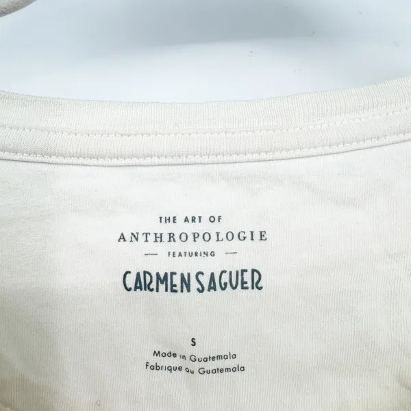 Anthropologie Carmen Saguer Womens Follow The Sunshine Boho Graphic Tee Cream S - Image 3
