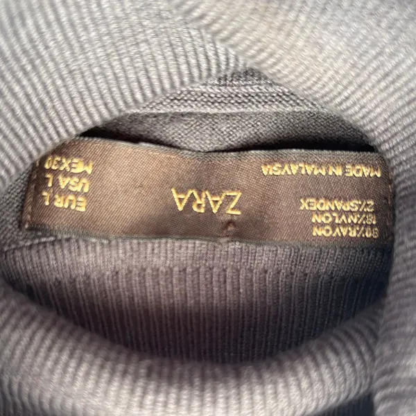 Zara Gray Knit Turtleneck Sweater Dress Size L - Image 5