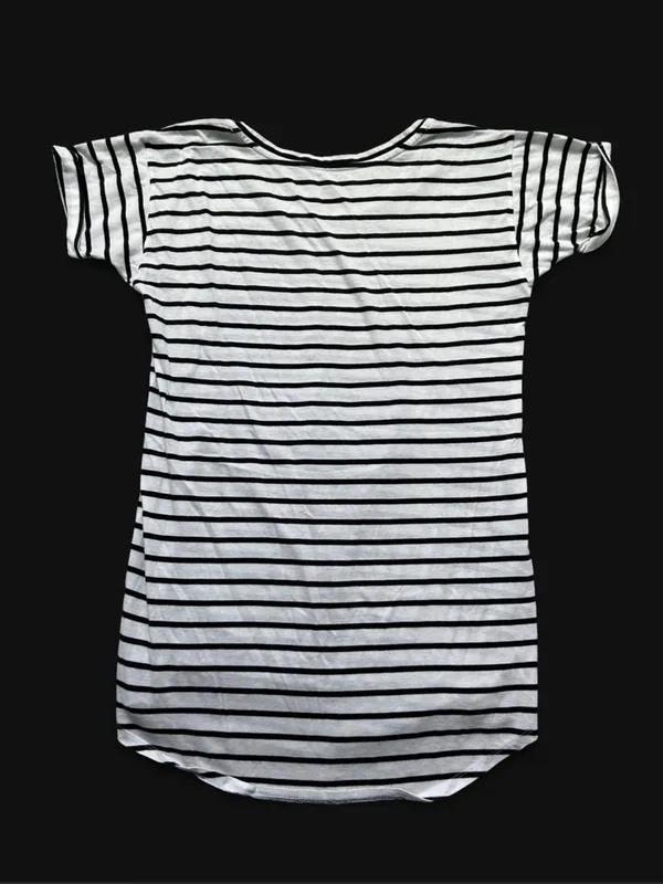 Victoria's Secret black & white striped pajama short sleeve shirt with pink glitter “Angel” graphic - Image 3