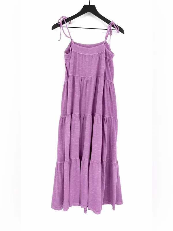 AMERICAN EAGLE Tiered Midi Dress Lilac Purple M - Image 7