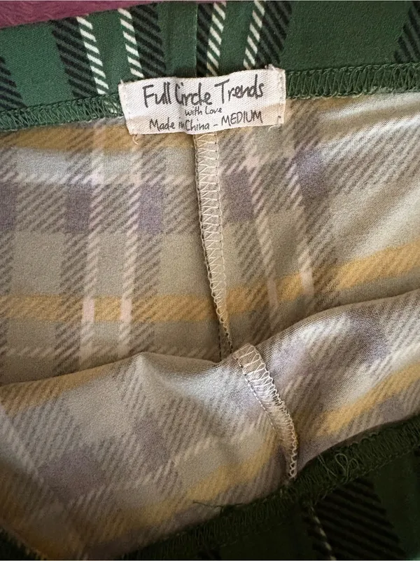 Full Circle Trends Green Plaid Flared Pants - Image 2