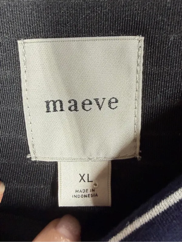 Anthropologie Maeve Dark Blue White Striped Short Sleeve Boxy‎ Top - Image 2