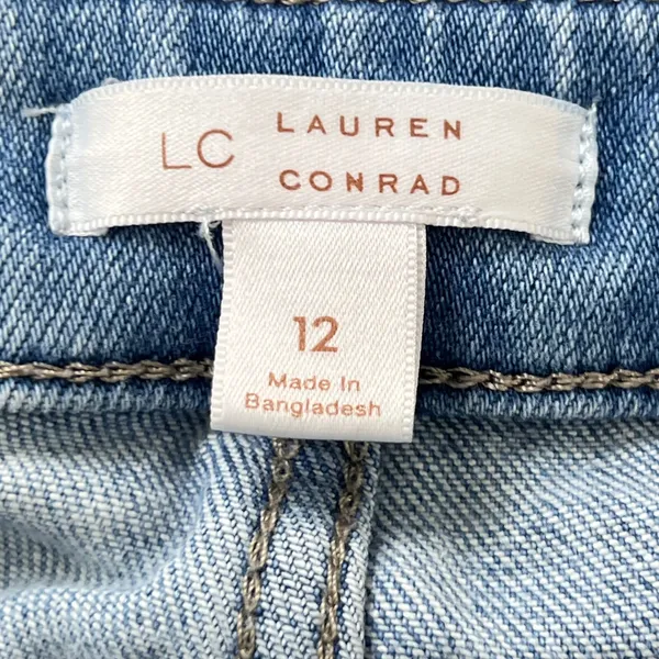 LC Lauren Conrad Super High Rise Wide Leg Jeans Women's 12 Light Wash Front Seam - Image 5