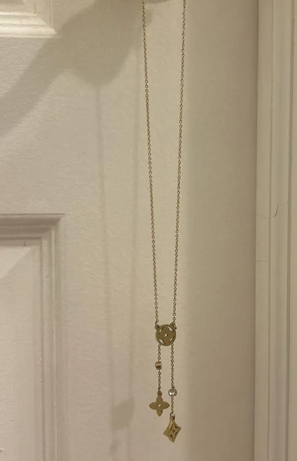 Gold And Diamond Drop Logo Symbol Stainless Steel Necklace - Image 6