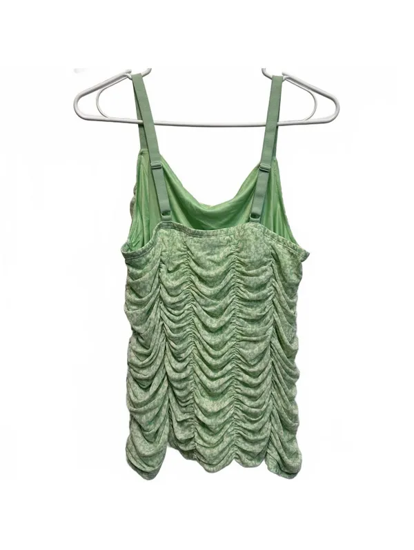 Torrid Green Hemlock Stretch Mesh Crop Shirred Ruched Cami Tank Top Size 0 (12) - Image 4