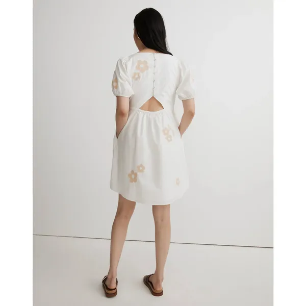 Madewell Annamarie Mini Girly Gauzy Poofy Cotton Dress White Floral NWT size 00 - Image 8