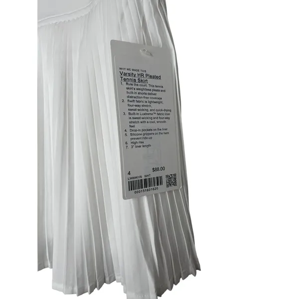 Lululemon High-Rise Pleated Tennis Skirt White Size 4 NWT - Image 4