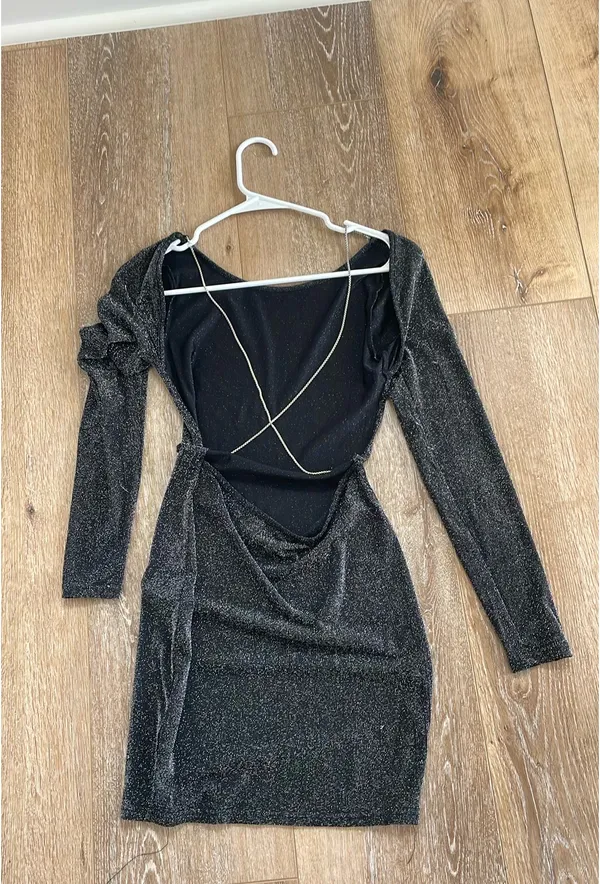 Black shiny mini dress Size XS - Image 2