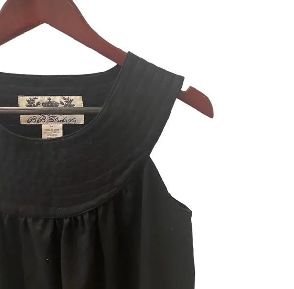 BB Dakota Nordstrom Retro Black Wool Shift Sleeveless Mini Dress Round Collar M - Image 3
