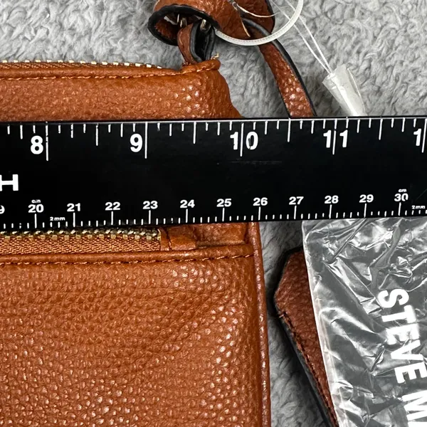 Steve Madden‎ Crossbody Bag Womens Small Cognac Brown Pebbled Gold Hardware New - Image 4